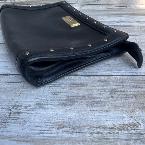 Kate Spade Helena Street Yulie Studded Wallet Wristlet Clutch Black Leather Moto - Picture 3 of 13